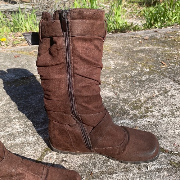 Top Moda Lined Womens 12” Tall Brown Boots Size 5 Faux Suede Fashion - Picture 4 of 12